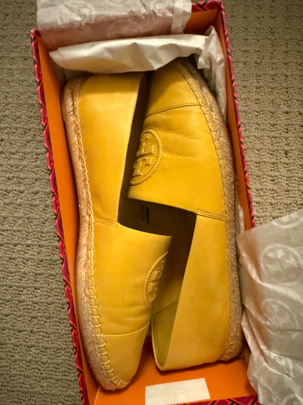 Tory Burch Bright Yellow Leather Espadrille Flats - Picture 4 of 5